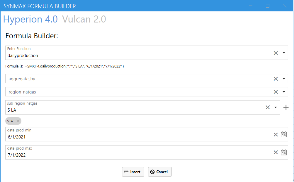 Example input for dailyproduction function sub_region_natgas and date filter