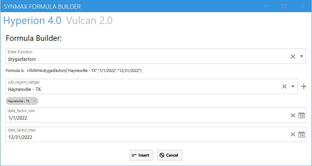 Example input for drygasfactors function subregion and date filter
