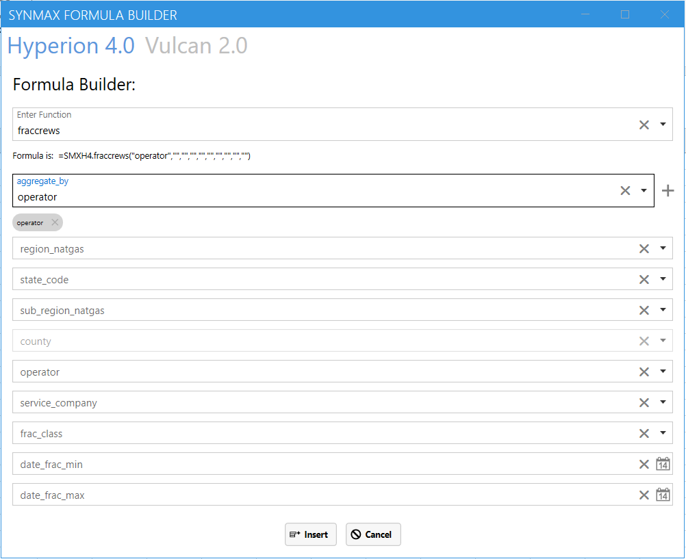 Example input for fraccrews function operator filter