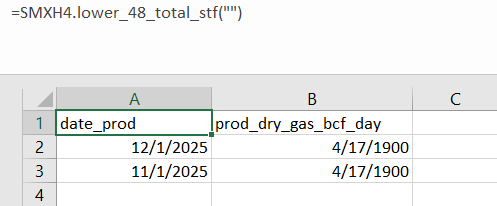 Example of lower_48_total_sft output generated in Excel