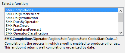 Select the function you want to use from the list of functions