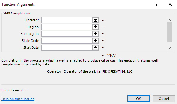 In the "Function Arguments" dialog box, you can see the name of the function and the arguments it takes