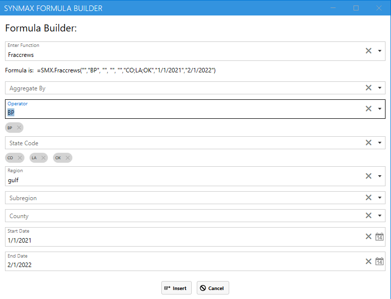 Input any required argument values for the chosen function