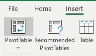 Under the Insert menu in the ribbon menu, click on PivotTable