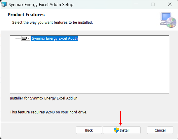 Confirm the feature selection and begin the installation