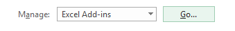 In the dropdown menu at the bottom, select Excel add-ins and click GO